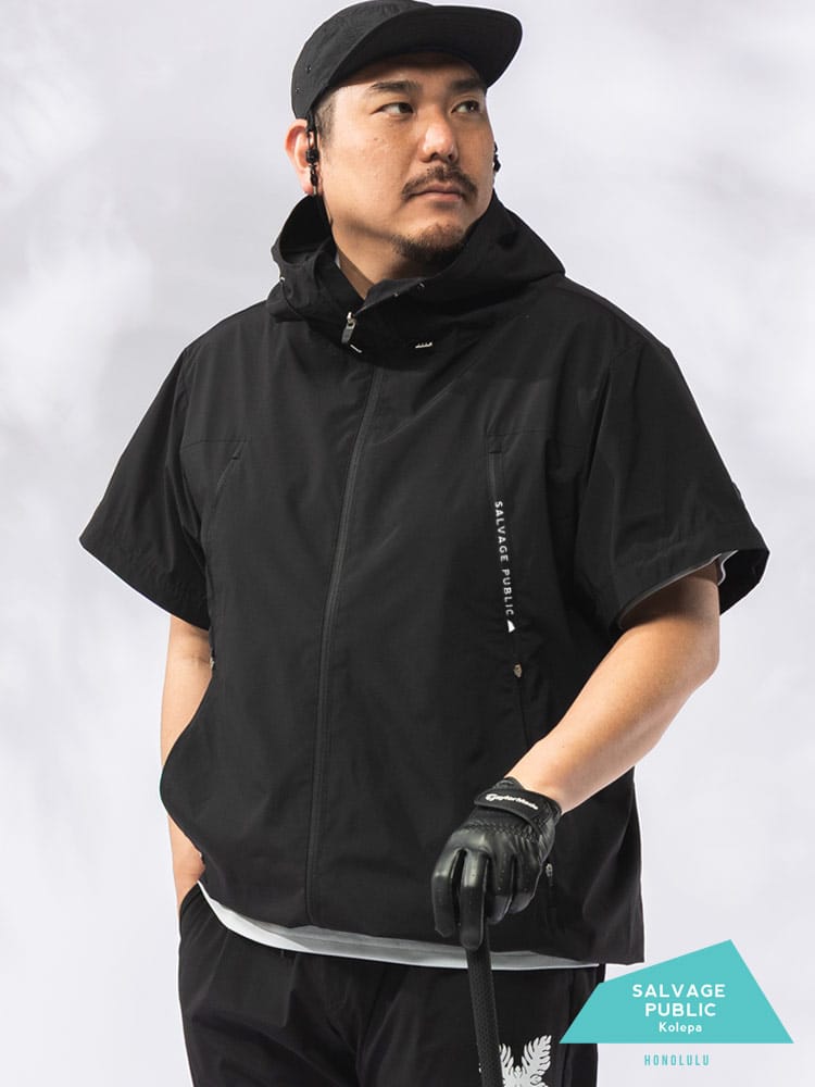 SALVAGE PUBLIC Kolepa ジャケット 長袖 袖取り外し 2WAY メンズ 大きいサイズ 袖着脱 撥水 半袖 フルジップ パーカー アウター ブルゾン ゴルフ スポーツ フード