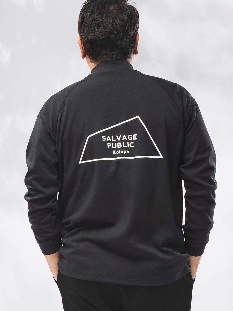 Tシャツ 長袖 メンズ 大きいサイズ フロントロゴ 刺繍 バックプリント モックネック カットソー トップス ゴルフ スポーツ ハイネック ロゴ ワッペン 3L-6L 秋 冬 日本製 SPSA168