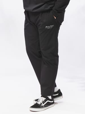ナイロン ゴルフパンツ メンズ 大きいサイズ 4Way ストレッチ ナイロン ロゴプリント ワンタック トラウザー ボトムス ゴルフ スポーツ ロングパンツ ワッペン 3L-6L 秋 冬 SPSA171