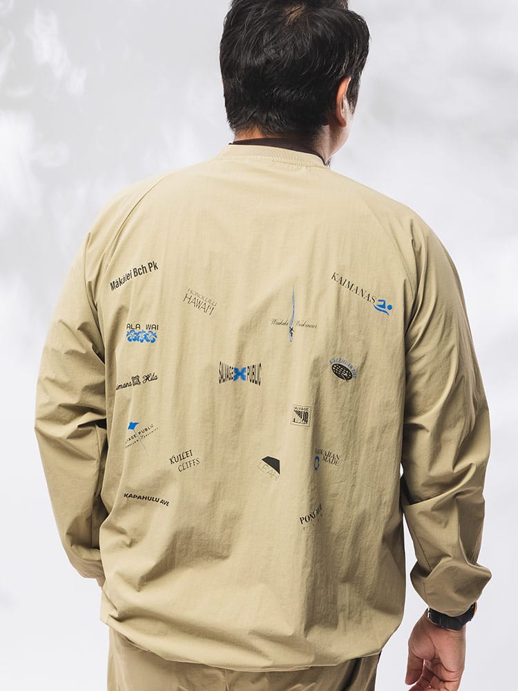 ナイロン プルオーバー ジャケット メンズ 大きいサイズ バックプリント 袖パッチ 4Way ストレッチ ブルゾン トップス ゴルフ スポーツ プルオーバー クルーネック伸びる 3L-6L 秋 冬 SPSA175