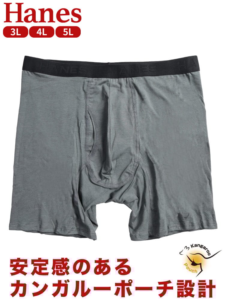 ボクサーパンツ メンズ 大きいサイズ 抗菌防臭 レーヨンブレンド 前開き パンツ Hanes ヘインズ