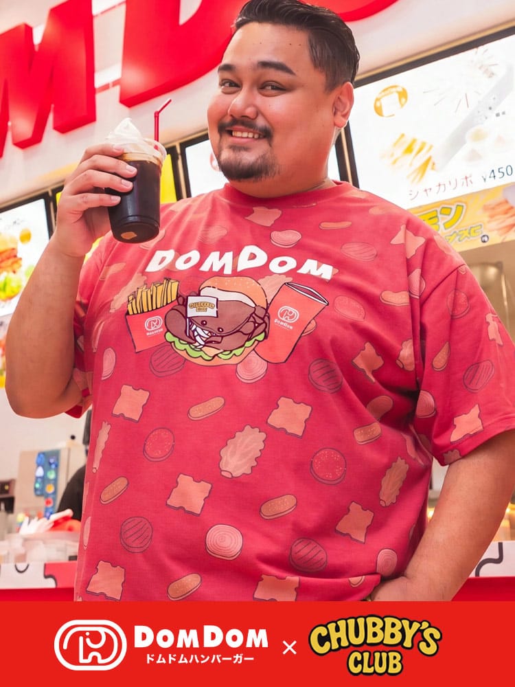 Tシャツ 半袖 ドムドムハンバーガーコラボ メンズ 大きいサイズ DOMDOM 総柄 カニバーガー クルーネック カットソー トップス シャツ プリント ドムドム 春 夏