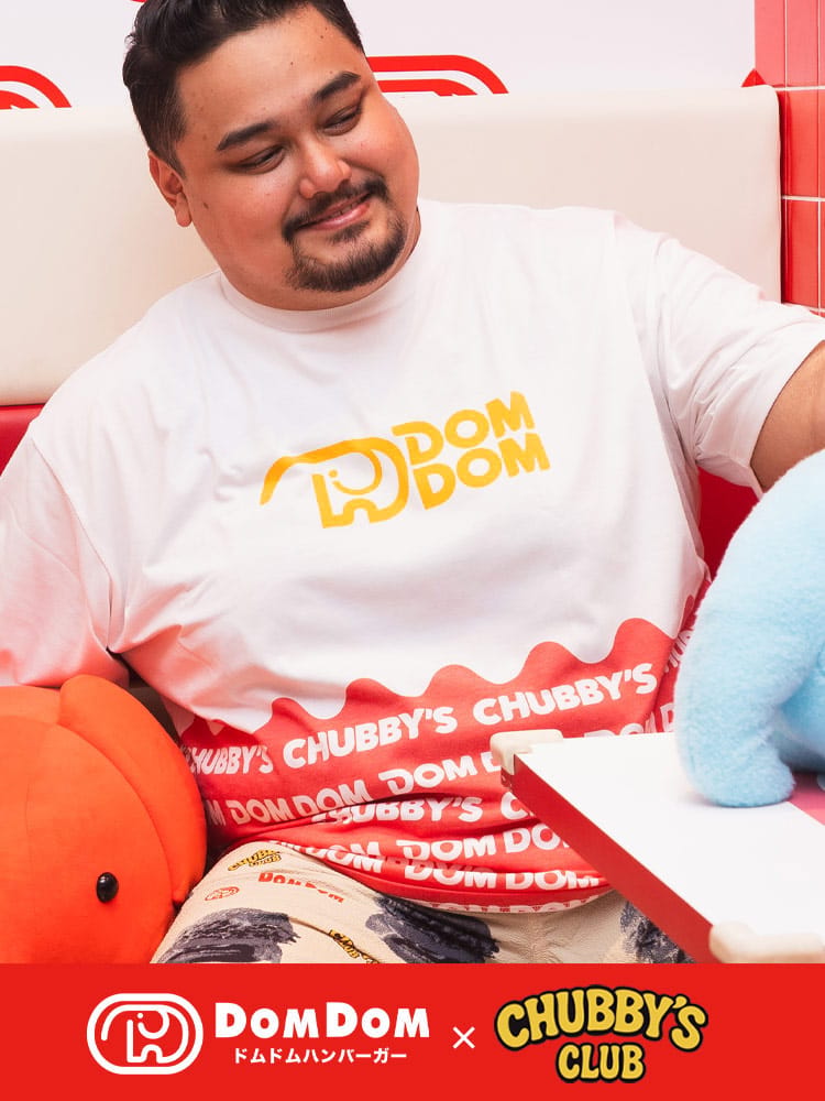 Tシャツ 半袖 ドムドムハンバーガーコラボ メンズ 大きいサイズ DOMDOM パネルプリント クルーネック カットソー トップス シャツ プリント ドムドム 春 夏