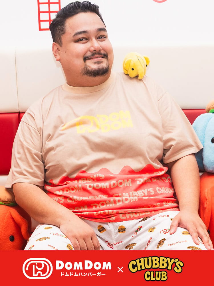 Tシャツ 半袖 ドムドムハンバーガーコラボ メンズ 大きいサイズ DOMDOM パネルプリント クルーネック カットソー トップス シャツ プリント ドムドム 春 夏