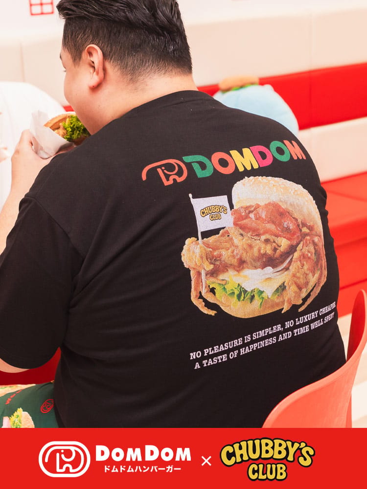 Tシャツ 半袖 ドムドムハンバーガーコラボ メンズ 大きいサイズ DOMDOM バックプリント カニバーガー クルーネック カットソー トップス シャツ プリント ドムドム 春 夏