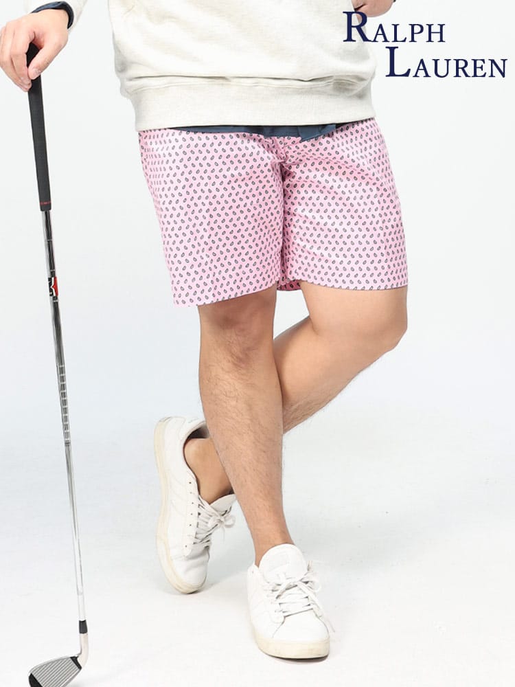 GOLF 総柄 ノータック ショートパンツ (POLO RALPH LAUREN) ポロ ラルフローレン 大きいサイズ メンズ