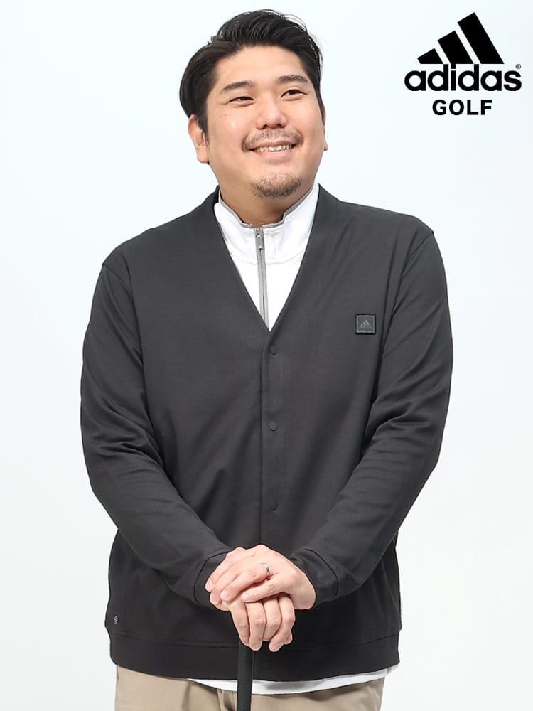 胸ロゴ Vネック カーディガン GO-TO CARDIGAN (adidas) アディダス 大きいサイズ メンズ 