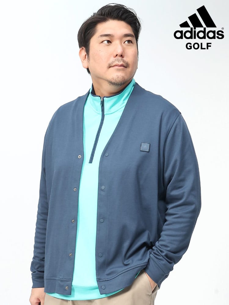 胸ロゴ Vネック カーディガン GO-TO CARDIGAN (adidas) アディダス 大きいサイズ メンズ 