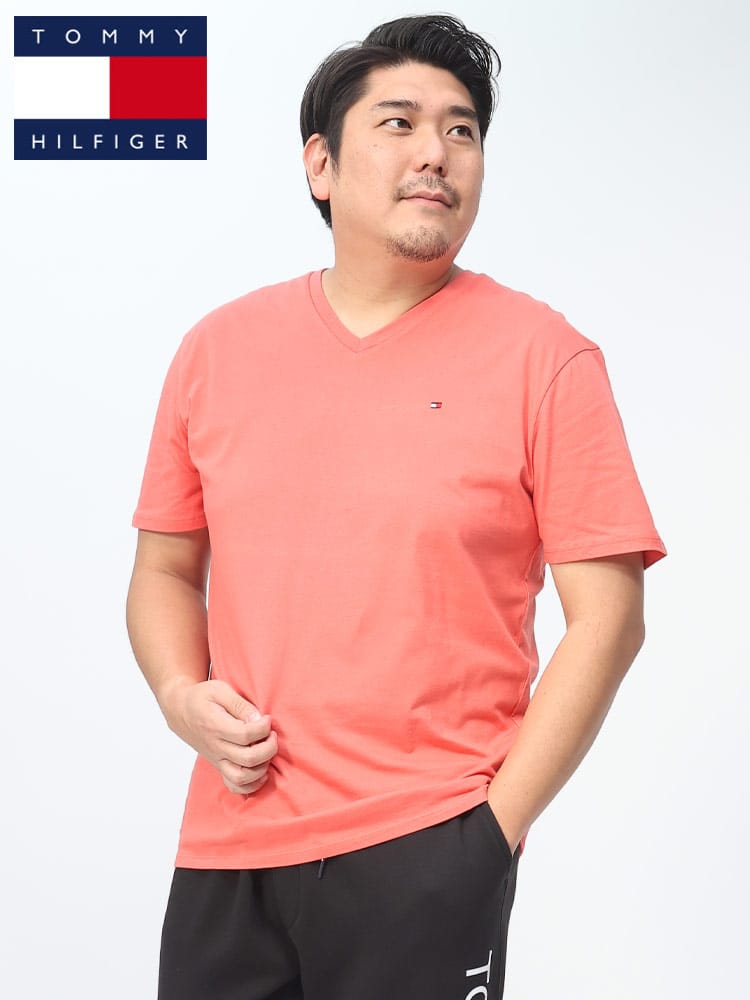 ワンポイント Vネック 半袖 Tシャツ (TOMMY HILFIGER) トミーヒルフィガー 大きいサイズ メンズ