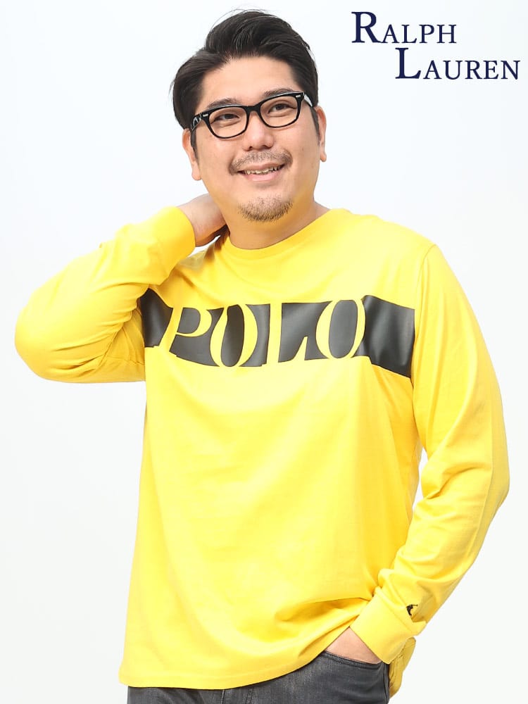 BIGロゴ クルーネック 長袖 Tシャツ (POLO RALPH LAUREN) ポロ ラルフローレン 大きいサイズ メンズ