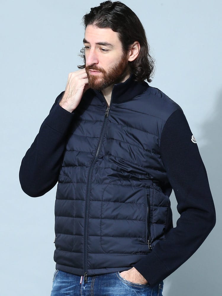 モンクレール メンズ ダウン MONCLER ブランド カーディガン アウター ニット ブルゾン フロントダウン スタンド CARDIGAN レギュラーフィット 大きいサイズ MC9B50700A9341