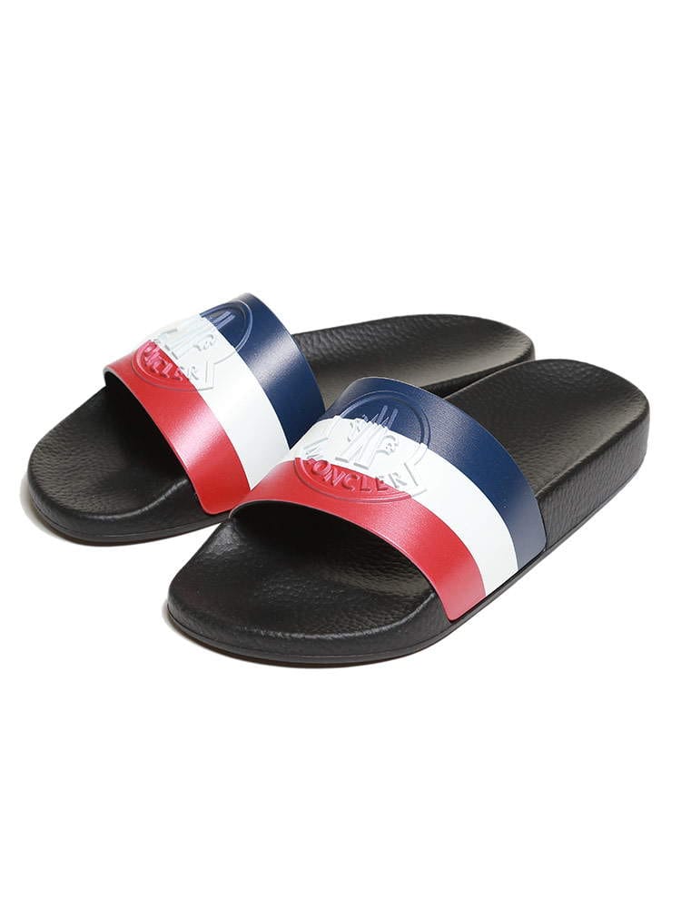 MONCLER (モンクレール) トリコロール 3Dロゴ スライド サンダル 靴 JEANNE MCL4C7000001A49 レディース ロゴ