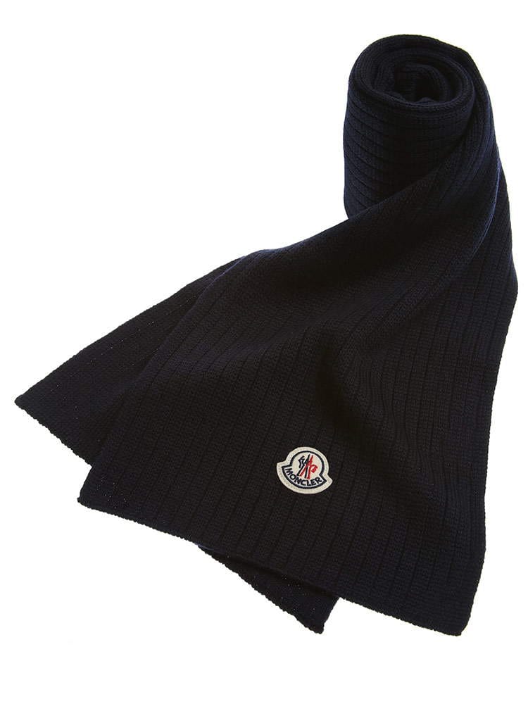 モンクレール MONCLER ウール100％ ロゴ リブ マフラー ブランド メンズ レディース ウール リブ編み MC3C00008A9576