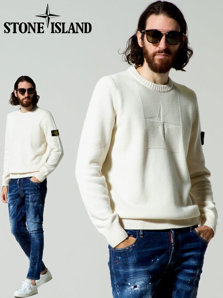 STONE ISLAND (ストーンアイランド) フロントロゴ クルーネック ニット SI7515503A7
