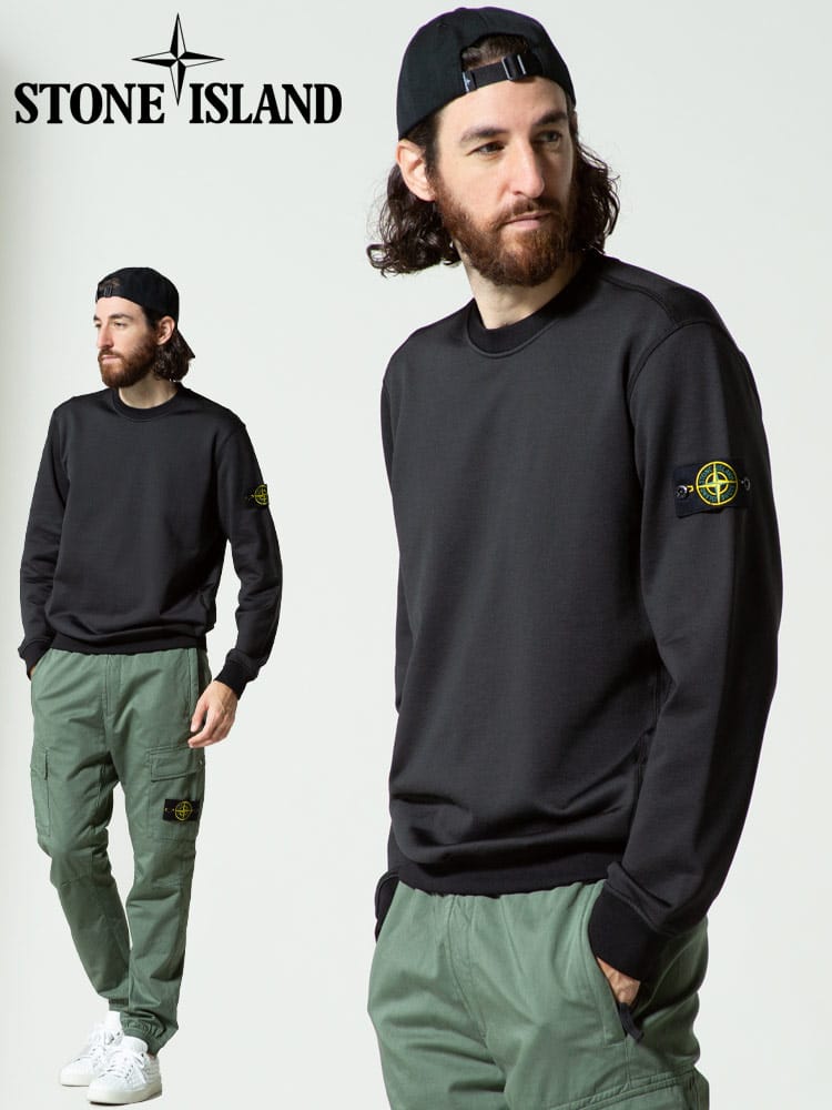 STONE ISLAND (ストーンアイランド) 袖ロゴ 無地 クルーネック トレーナー スウェット SI751563547 メンズ