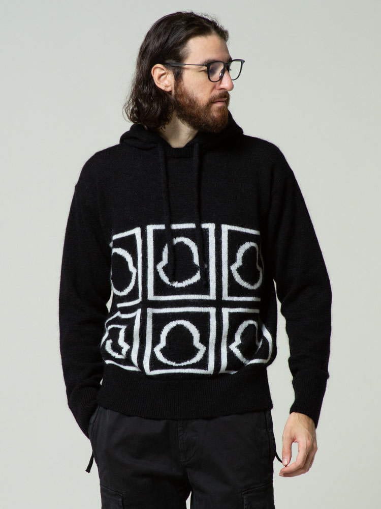 モンクレール MONCLER ワッペン ロゴ フード プルオーバー ニット ブランド メンズ トップス パーカー セーター MC9C00013M1240