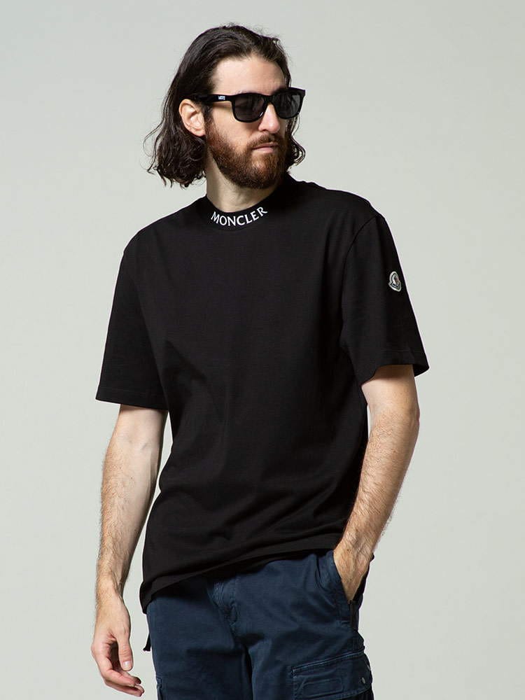 モンクレール MONCLER ネック ロゴ プリント 半袖 Tシャツ ブランド メンズ トップス シャツ MC8C000258390T
