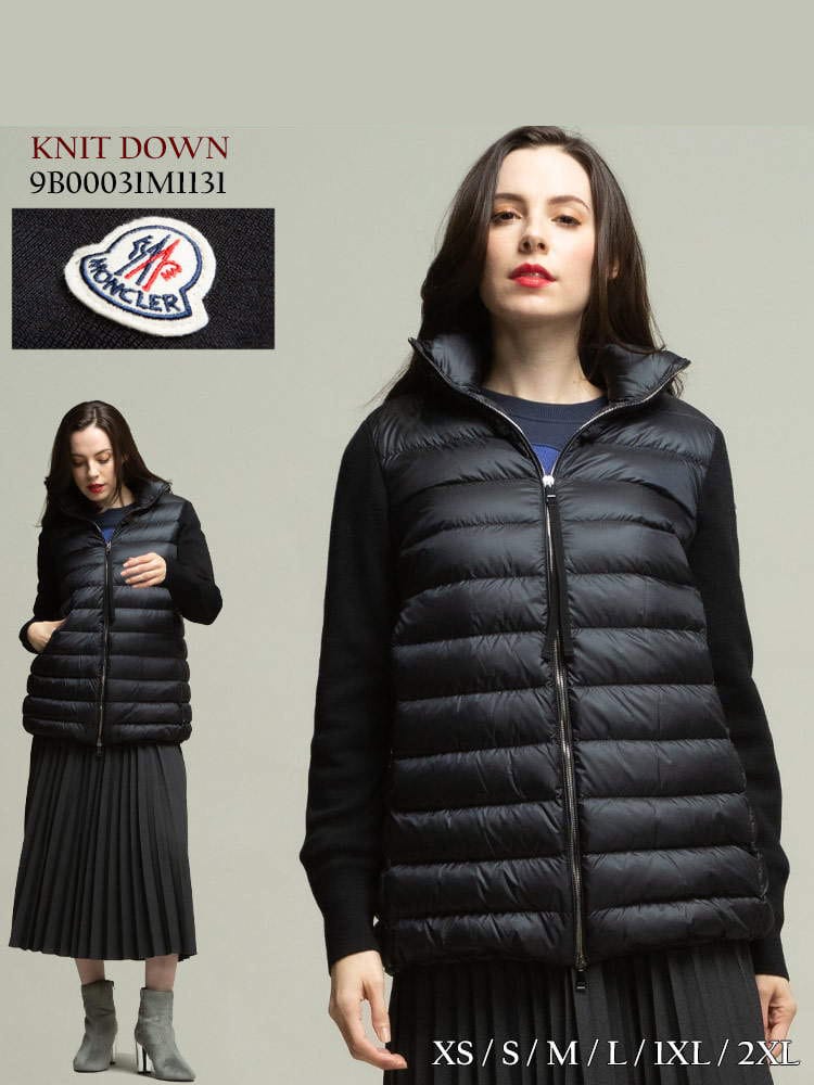 MONCLER モンクレール ニット ダウンジャケット ブランド レディース 黒 アウター ジャケット ブルゾン ダウン MCL9B00031M1131