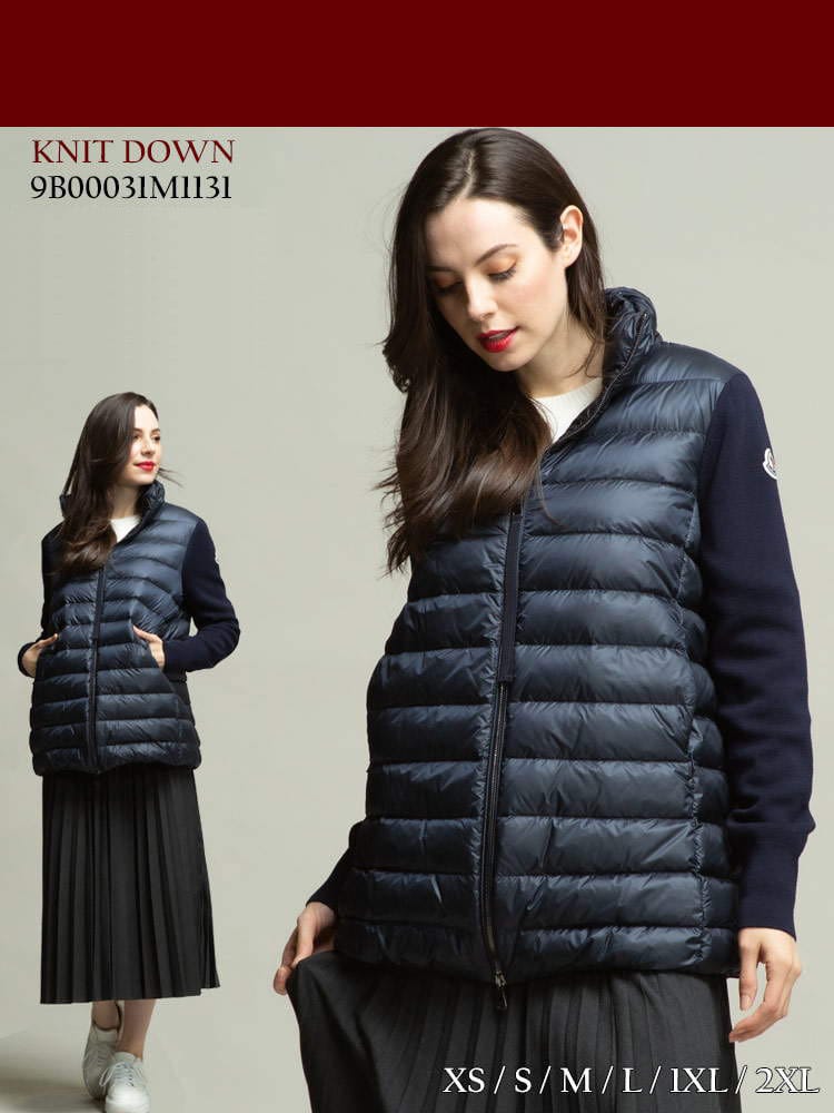 MONCLER モンクレール ニット ダウンジャケット ブランド レディース 紺 アウター ジャケット ブルゾン ダウン MCL9B00031M1131