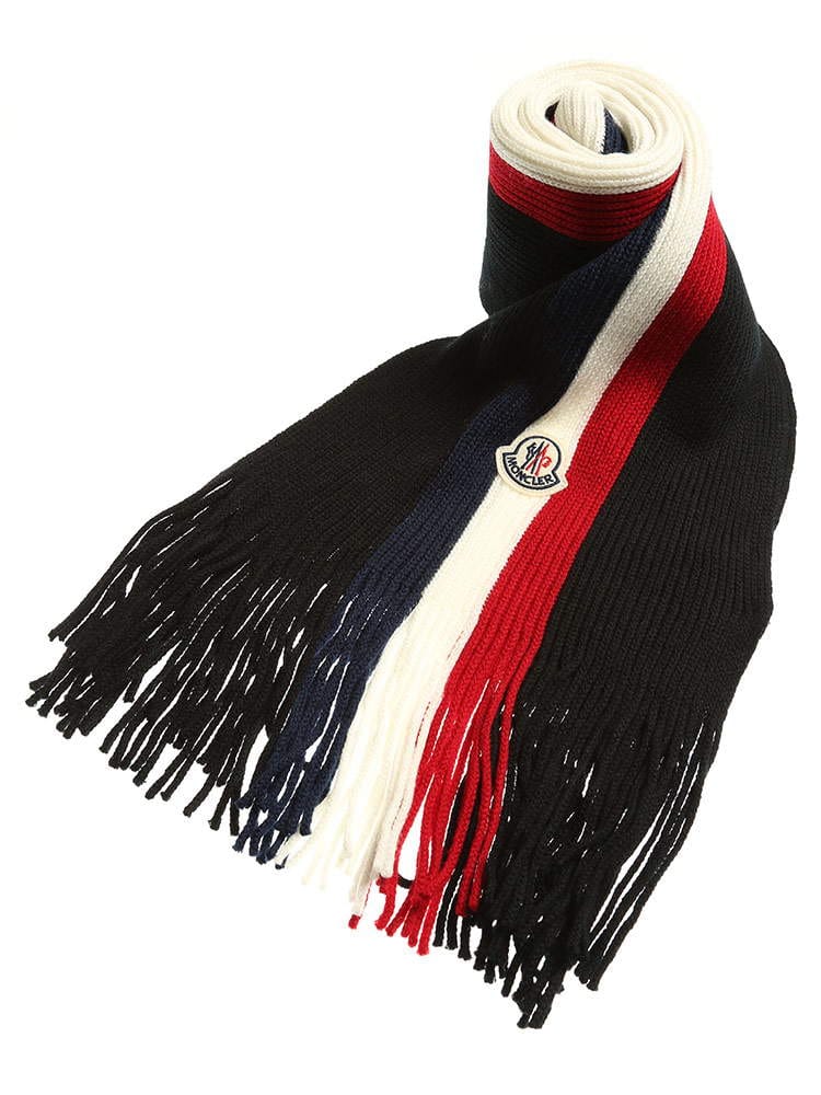 MONCLER モンクレール ウール100％ トリコロール マフラー ブランド メンズ レディース マフラー ウール MC3C00007A9575