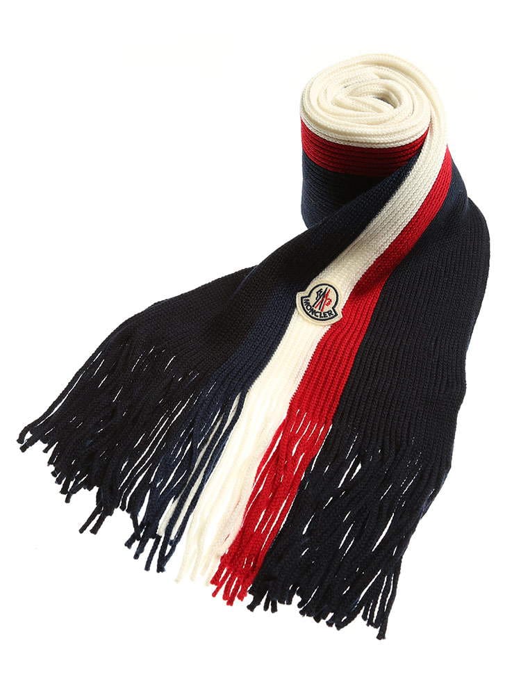 MONCLER モンクレール ウール100％ トリコロール マフラー ブランド メンズ レディース マフラー ウール MC3C00007A9575