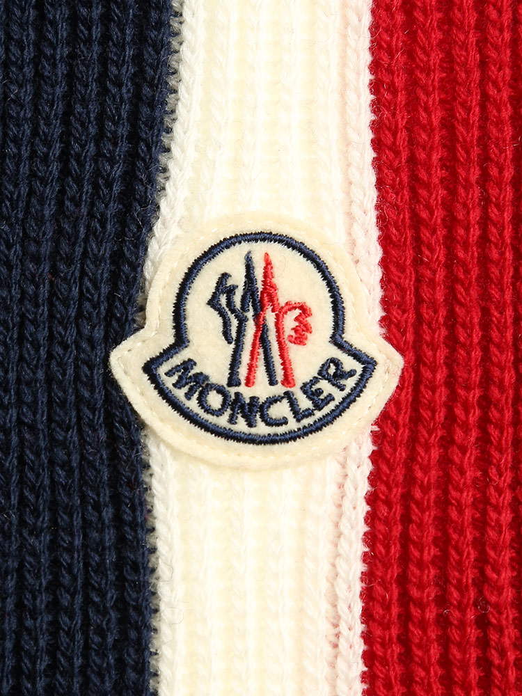 MONCLER モンクレール ウール100％ トリコロール マフラー ブランド 