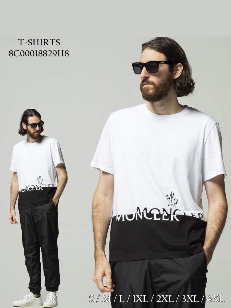 MONCLER モンクレール バイカラー ロゴ クルーネック 半袖 Tシャツ ブランド メンズ トップス MC8C00018829H8