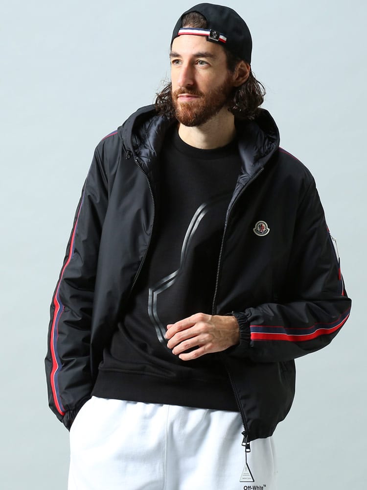 MONCLER (モンクレール) 袖トリコロール フード フルジップ ダウン 