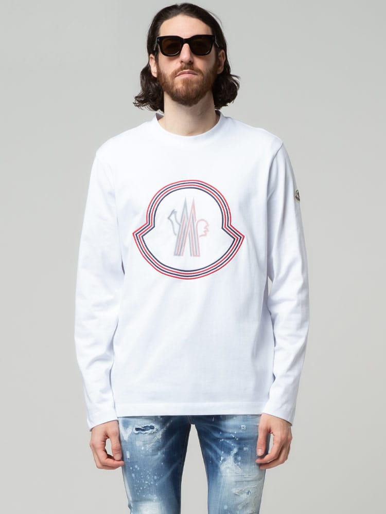 MONCLER (モンクレール) フロントBIGマーク クルーネック 長袖 Tシャツ MC8D000058390T