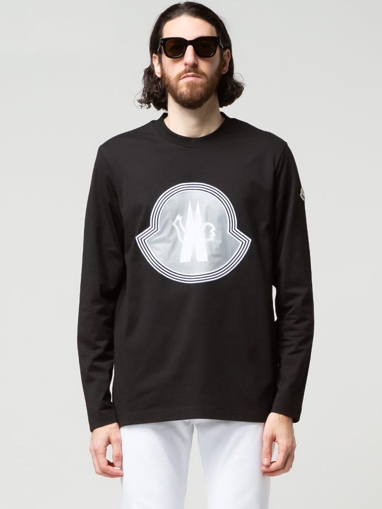 MONCLER (モンクレール) フロントBIGマーク クルーネック 長袖 Tシャツ MC8D000058390T