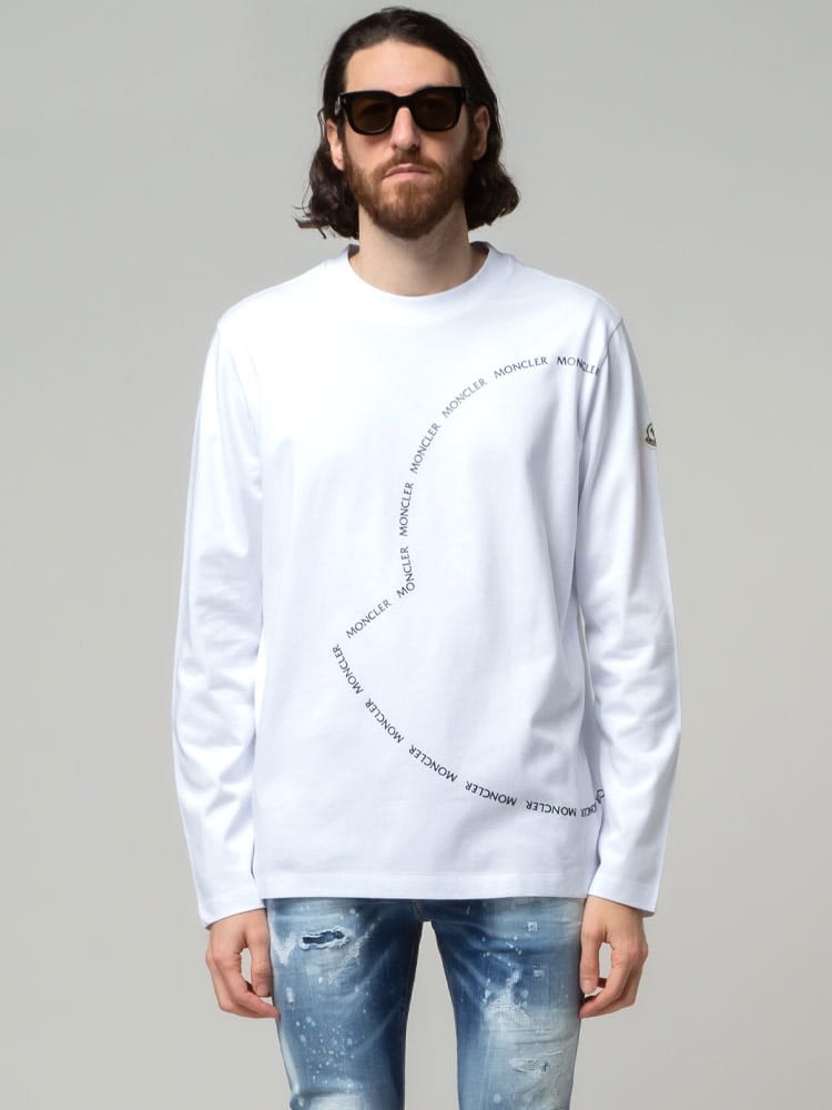 MONCLER (モンクレール) マーク型ロゴ クルーネック 長袖 Tシャツ MC8D000098390T