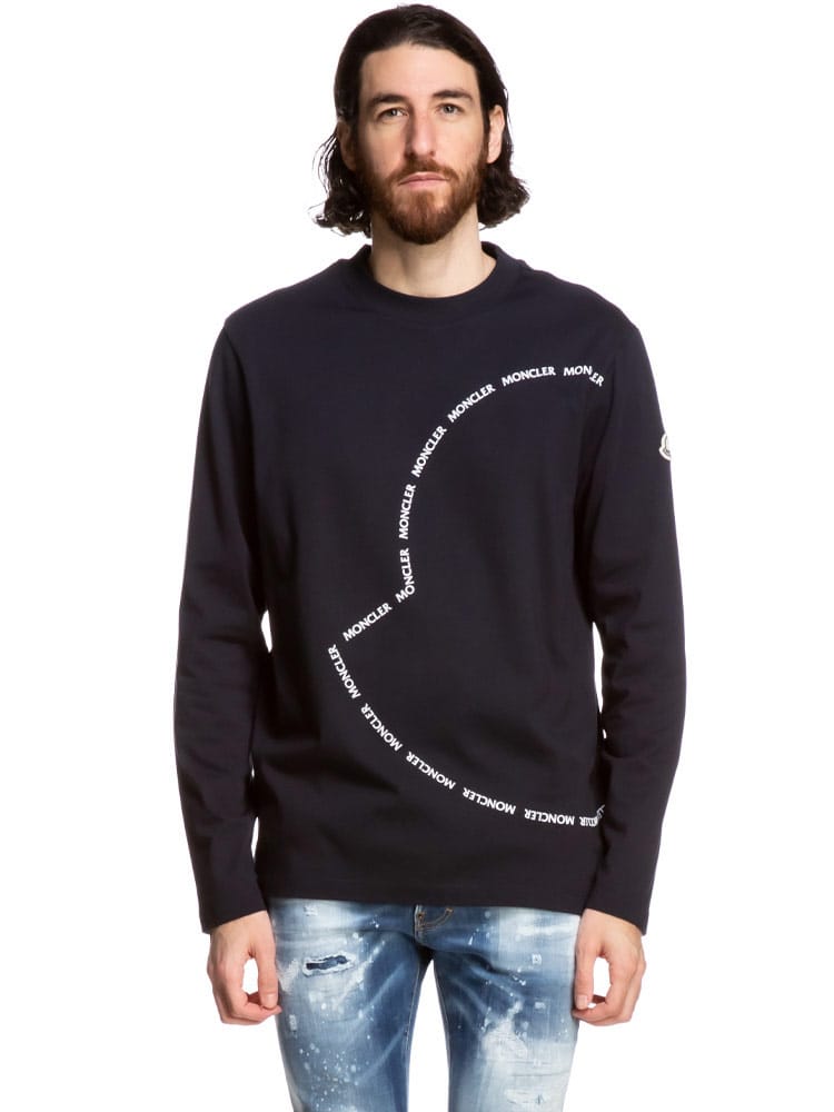 MONCLER (モンクレール) マーク型ロゴ クルーネック 長袖 Tシャツ MC8D000098390T