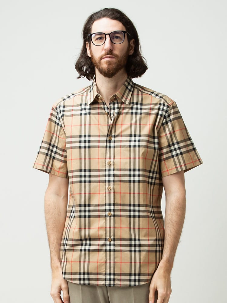 BURBERRY (バーバリー) コットンポプリン チェック 半袖 シャツ BB80208MIX ブランド