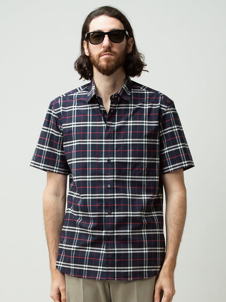 BURBERRY (バーバリー) ストレッチコットン スモールスケールチェック 半袖 シャツ BB802096MIX