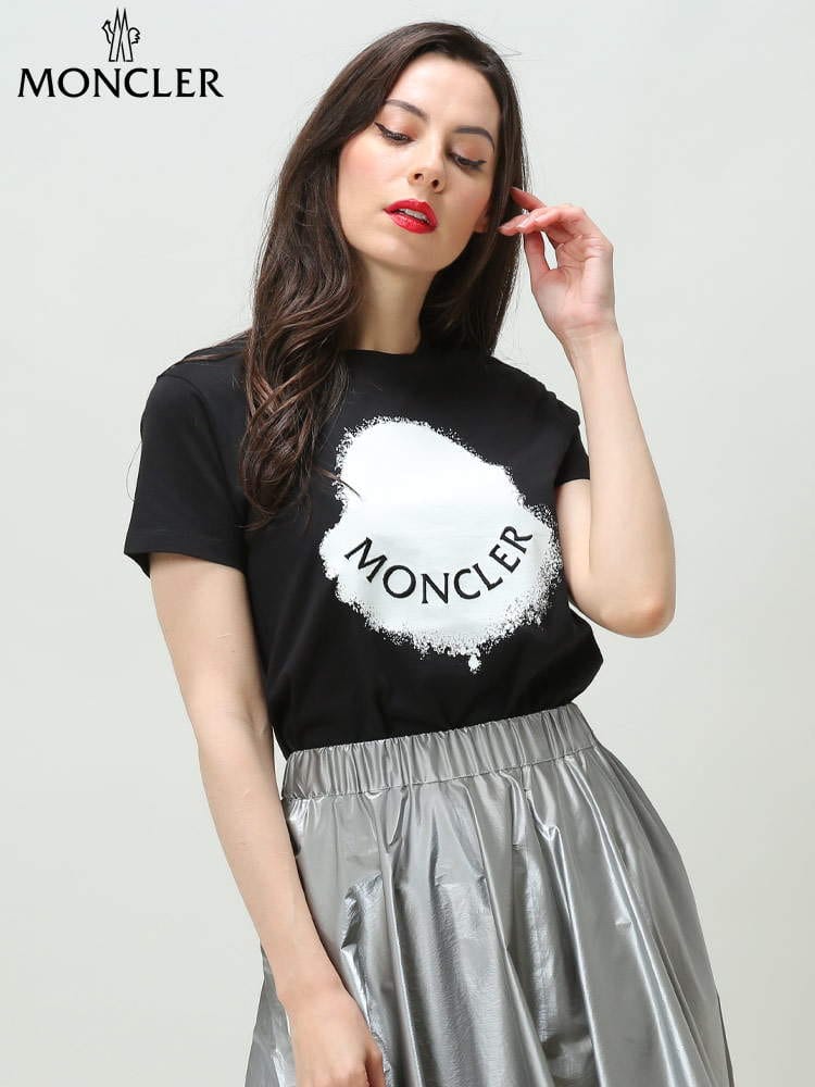 MONCLER (モンクレール) 塗りつぶしマーク クルーネック 半袖 Tシャツ MCL8C00014829HP レディース