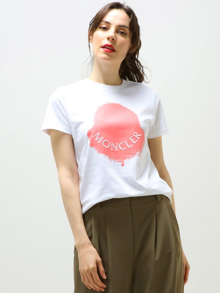 MONCLER (モンクレール) 塗りつぶしマーク クルーネック 半袖 Tシャツ MCL8C00014829HP レディース ブランド