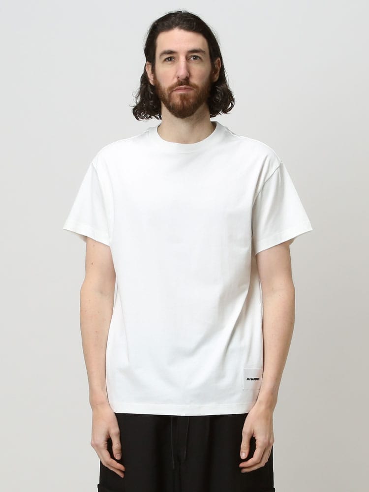 JIL SANDER (ジル サンダー) 綿100％ 裾ロゴ クルーネック 半袖 Tシャツ 3枚セット JL706530248808