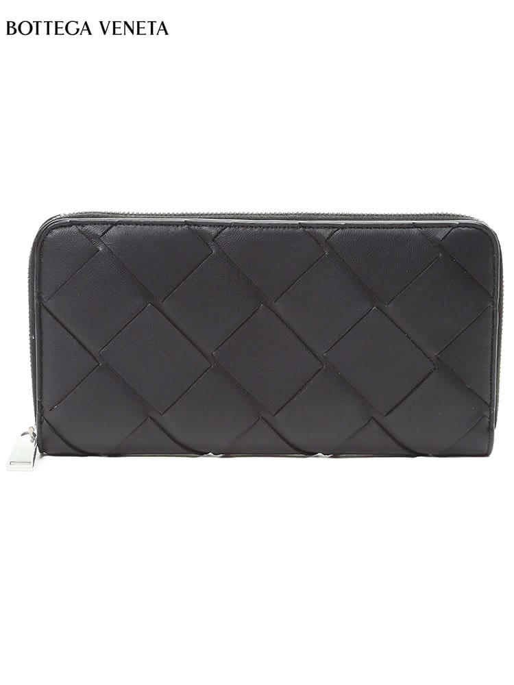 ボッテガヴェネタ メンズ 財布 BOTTEGAVENETA ブランド 長財布 サイフ レザーウォレット マキシイントレチャート ラウンドファスナー ラウンドジップ 573431 VO0BI 黒 クロ BV573431VO0BI