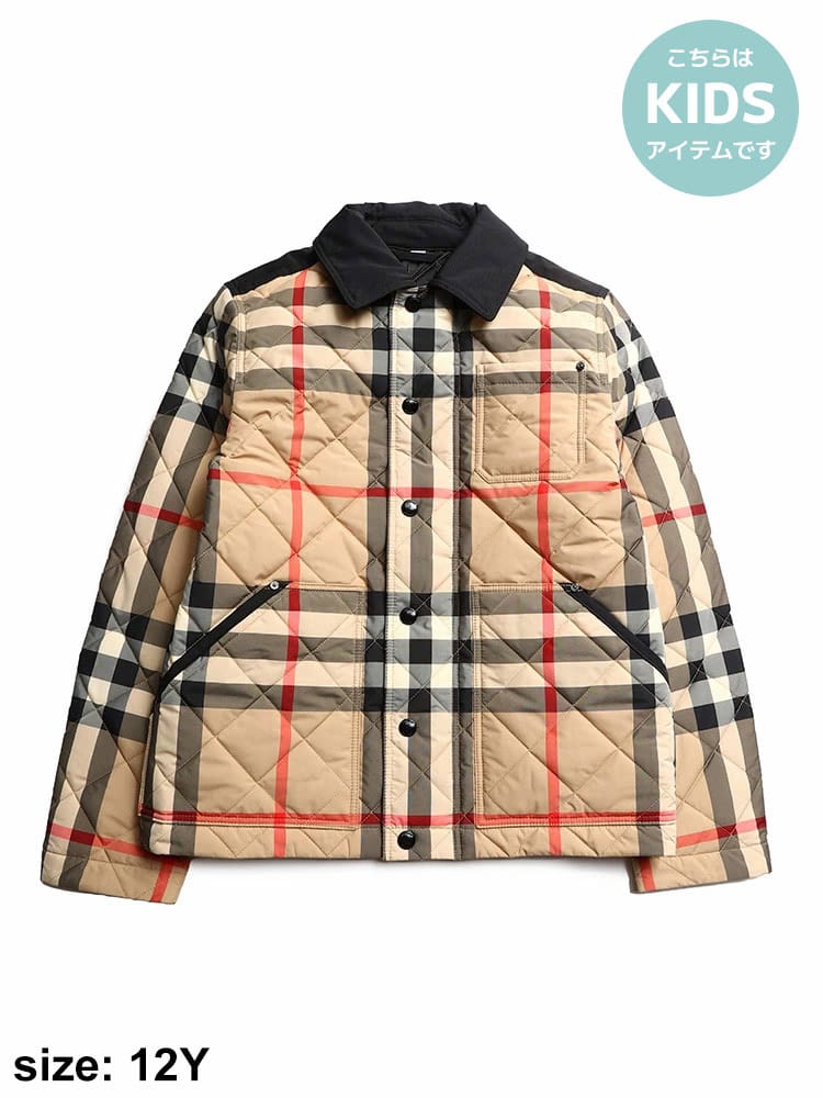 バーバリー キッズ ブルゾン BURBERRY ブランド 子供服 アウター ジャケット ロゴ チェック キルティング 中綿 BBK8041160
