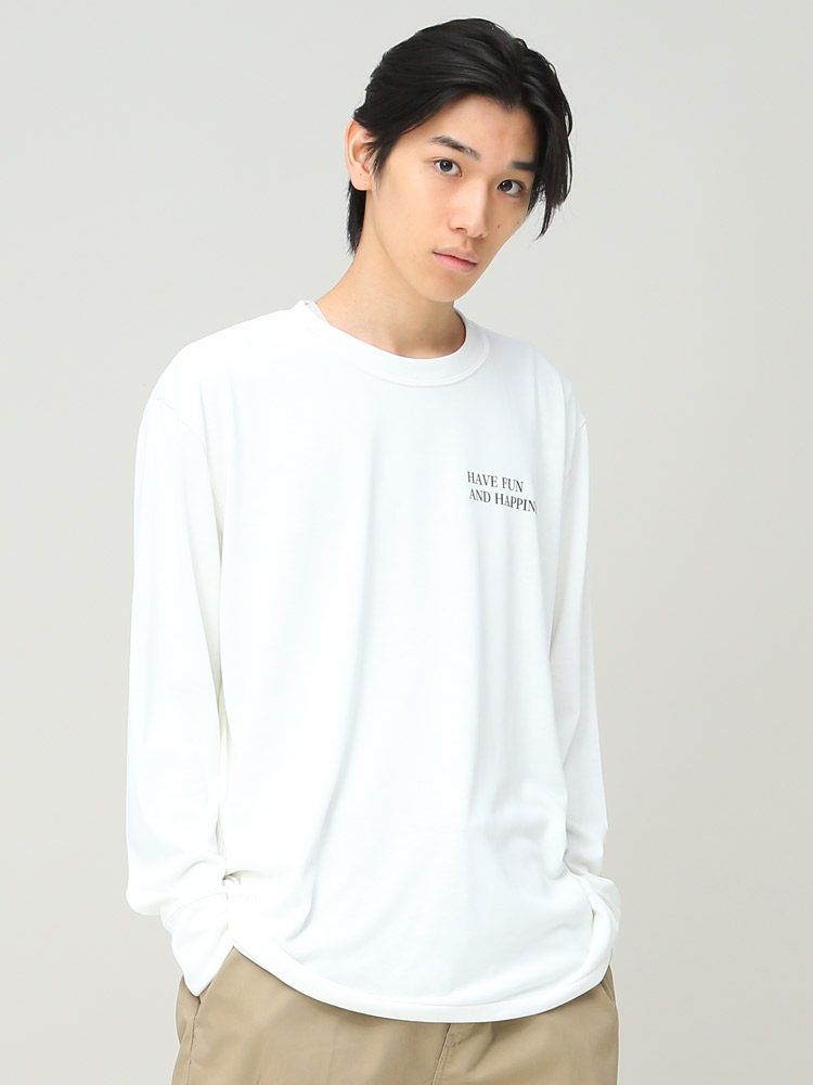 HAVE FUN AND HAPPINESS (ハブファンアンドハピネス) プリント クルーネック 長袖 Tシャツ Heavy Weight L/S TEE