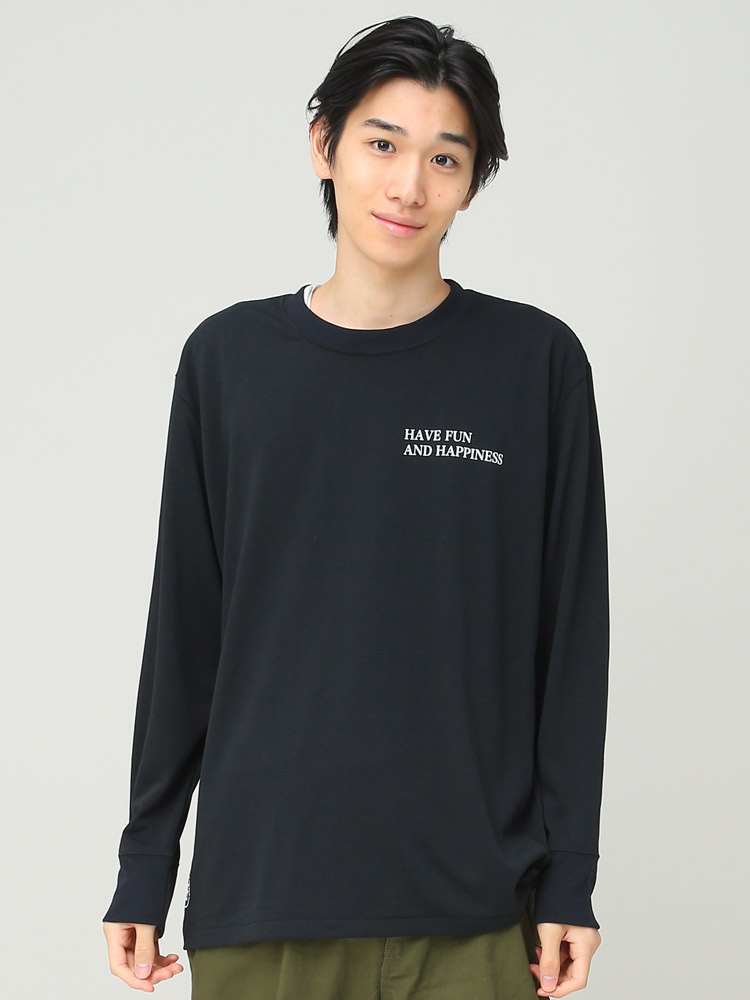 HAVE FUN AND HAPPINESS (ハブファンアンドハピネス) プリント クルーネック 長袖 Tシャツ Heavy Weight L/S TEE