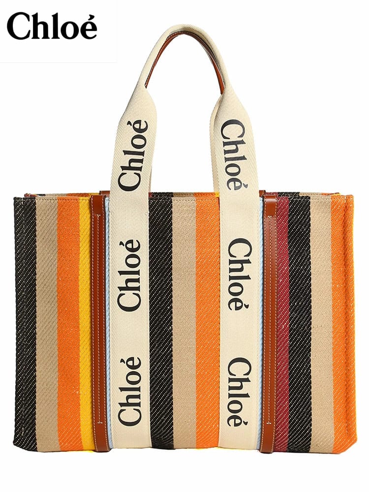 CHLOE (クロエ) ストライプ トートバッグ woody SCCHC22US382H31 ブランド