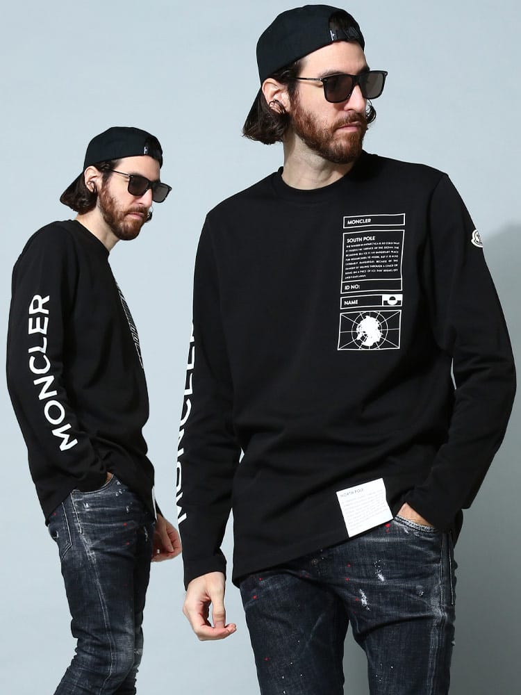 MONCLER (モンクレール) プリント クルーネック 長袖 Tシャツ 