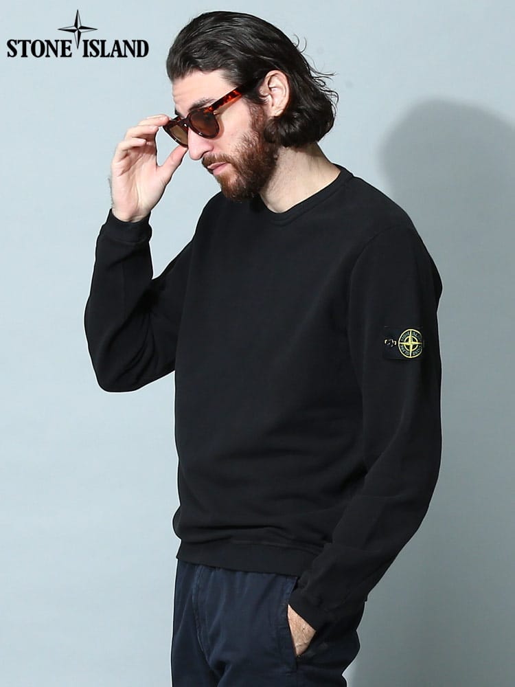 STONE ISLAND (ストーンアイランド) 裏起毛 ロゴ クルーネック トレーナー スウェット SI771561351 メンズ