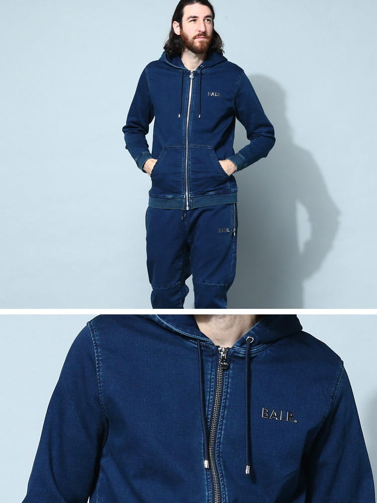 BALR. (ボーラー) ロゴ デニム フルジップ パーカー Q-SERIES ZIP WASH 