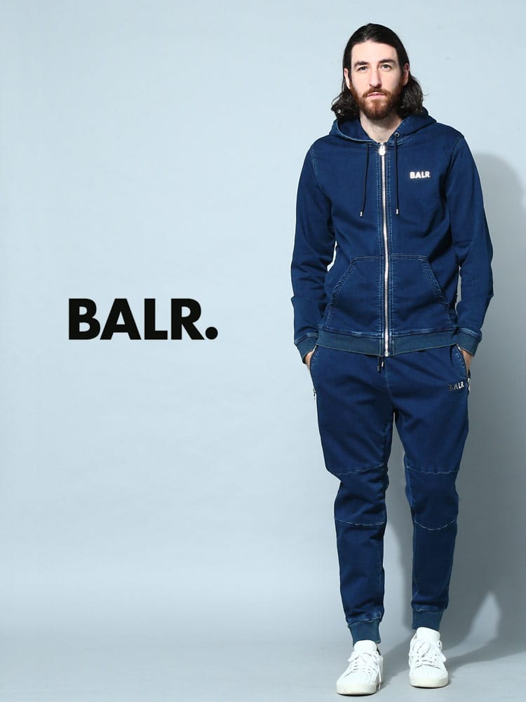 BALR. (ボーラー) ロゴ デニム フルジップ パーカー Q-SERIES ZIP WASH 