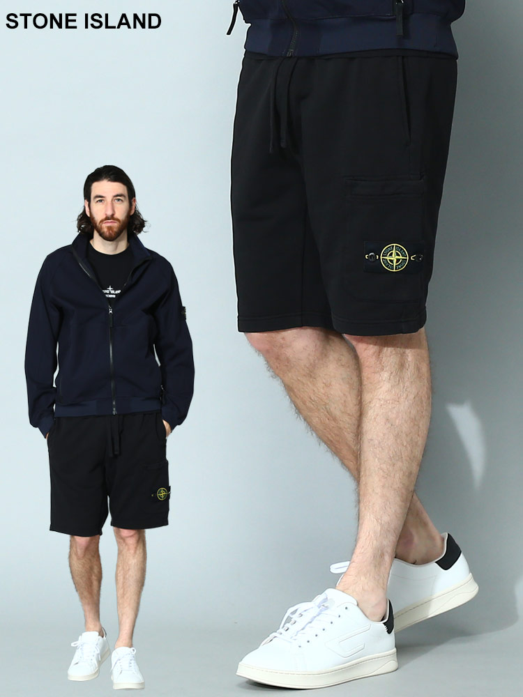 STONE ISLAND (ストーンアイランド) ロゴ スウェット ショートパンツ ...