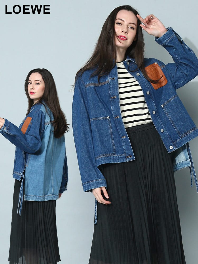 LOEWE (ロエベ) ロゴ ポケット デニム ワークジャケット LELS359Y50X06 レディース ブランド