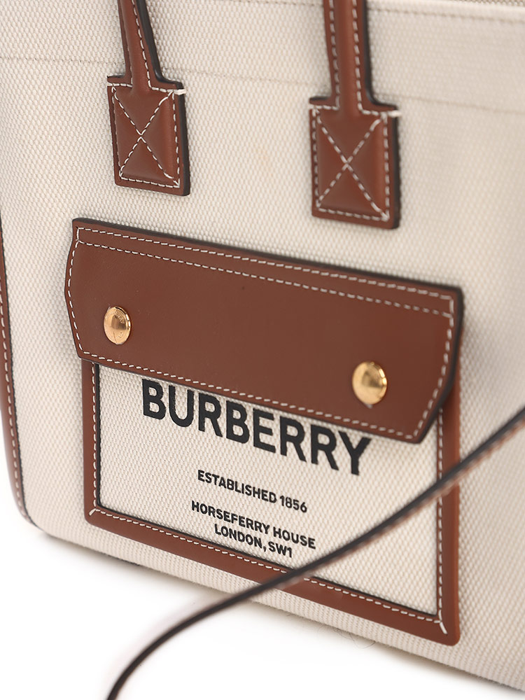 BURBERRY (バーバリー) キャンバス レザー ミニ フレヤトート 