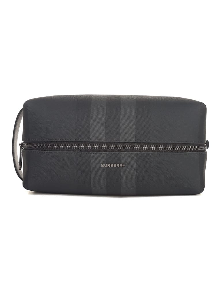 BURBERRY (バーバリー) チェック＆レザー トラベルポーチ BB8064585 メンズ ブランド